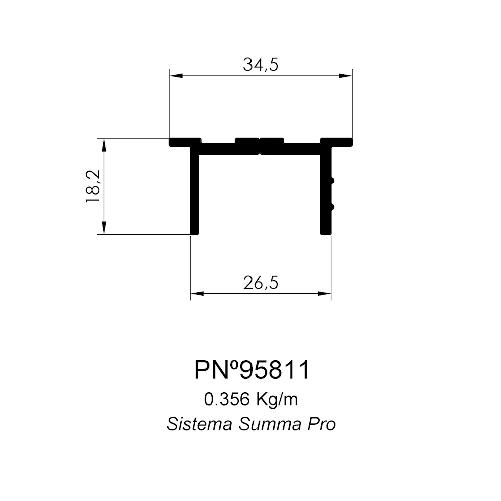 COMPLEMENTO DINTEL, CORREDIZA PRO ANOLOK NEGRO